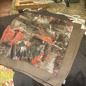 30” x 30” Italian Polyester Abstract Scarf Red Grey